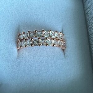 Bomb Party ring 2 bands size 7 diamond cubic zirconia